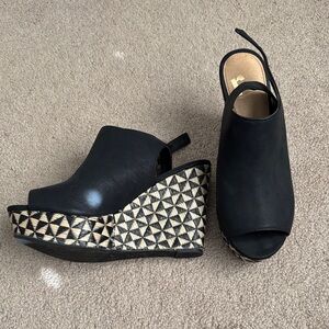 Black Wedge Sandals